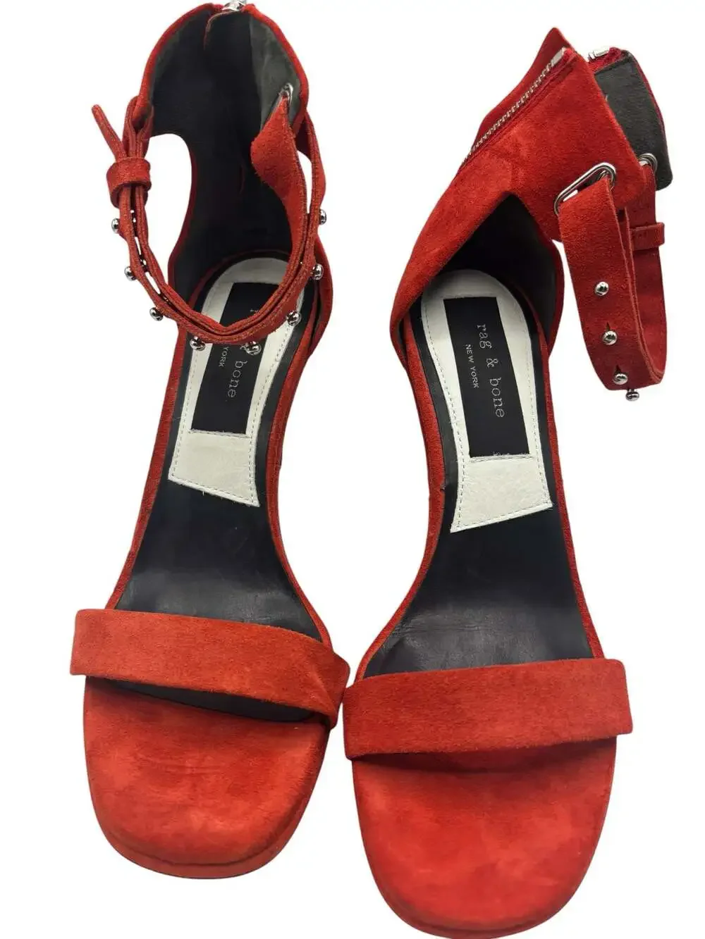 Rag and Bone Tamira Studded Ankle Suede Burnt Red Heels Size 38